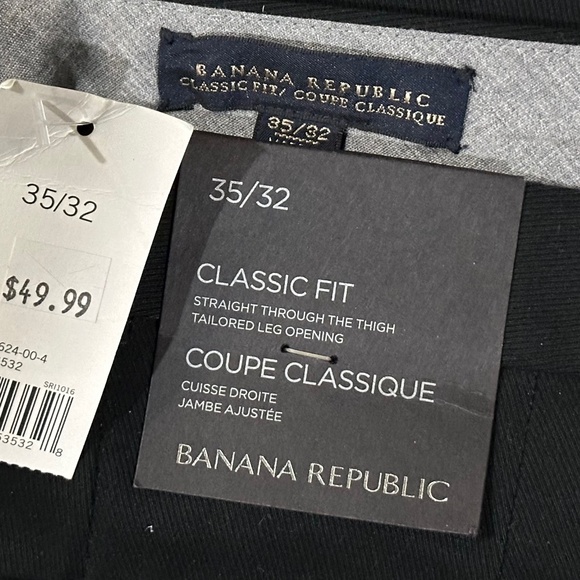 Vintage NWT Men's BANANA REPUBLIC Black Chinos Classic Fit 35 x 32 - Picture 2 of 2